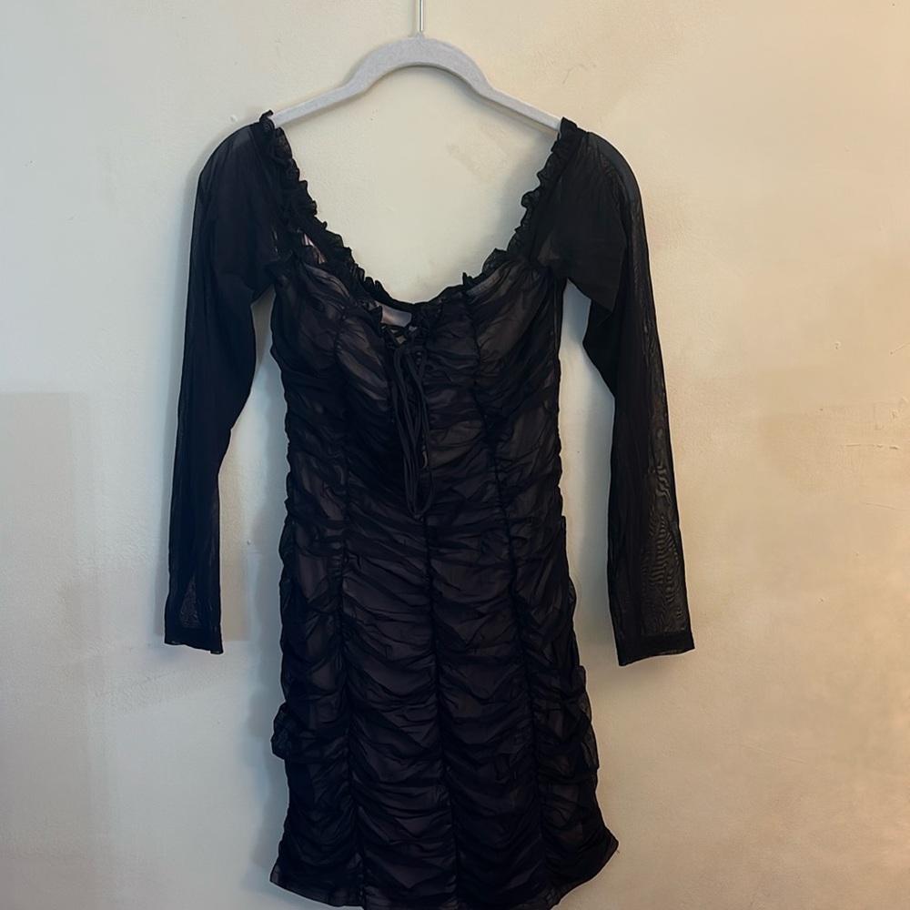 Mini Lace Mesh Off Shoulder Dress